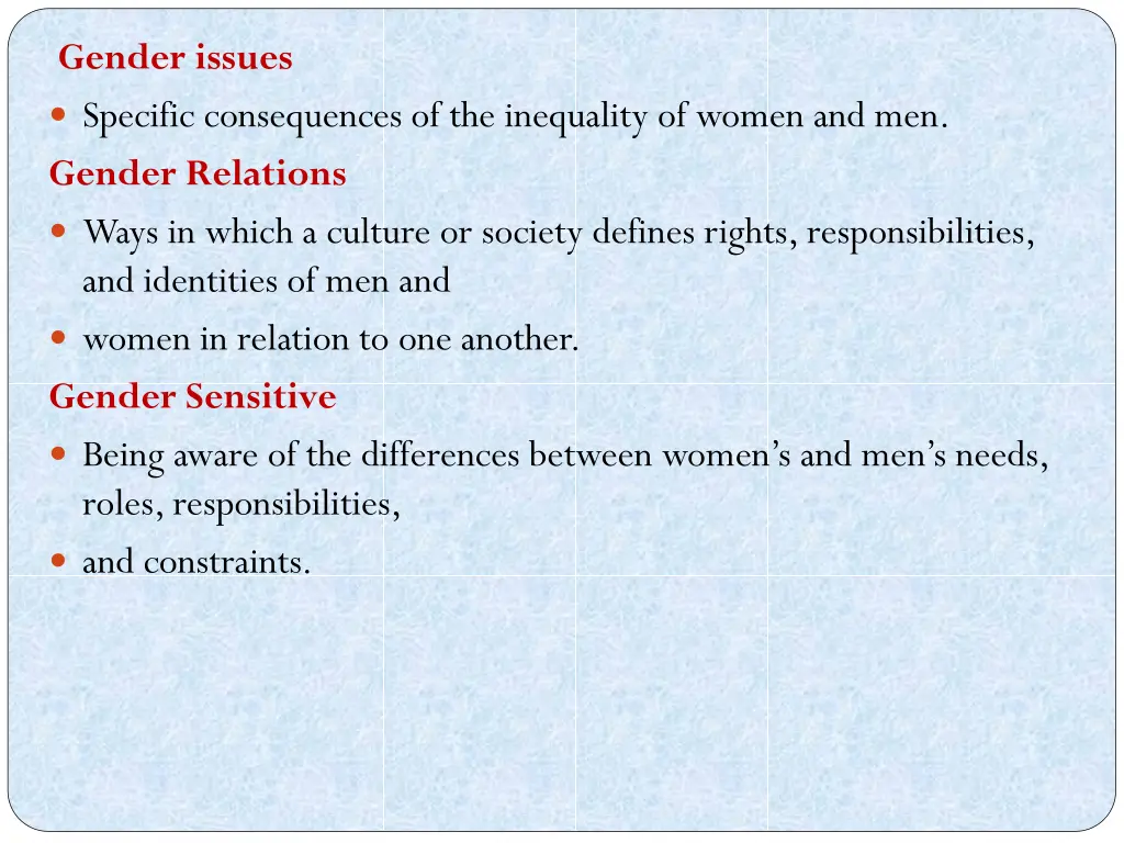 gender issues specific consequences