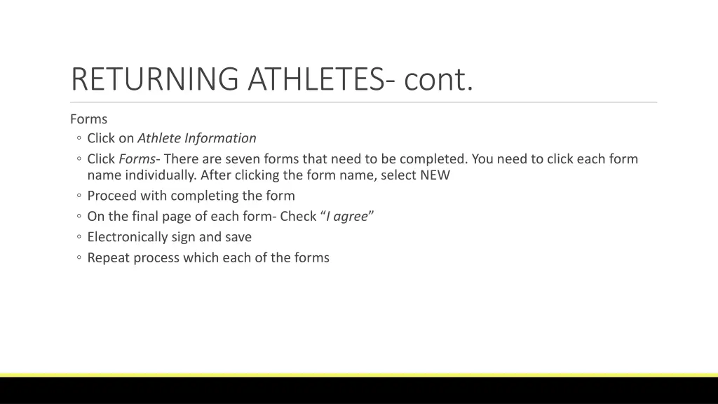 returning athletes cont