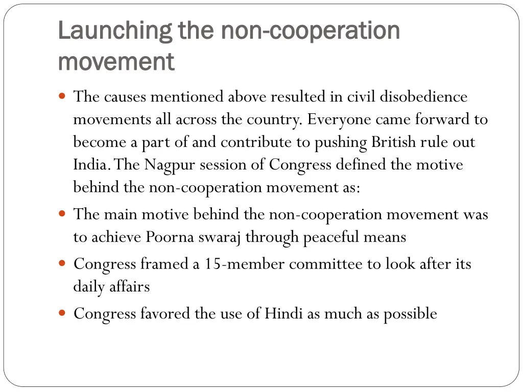 launching the non launching the non cooperation