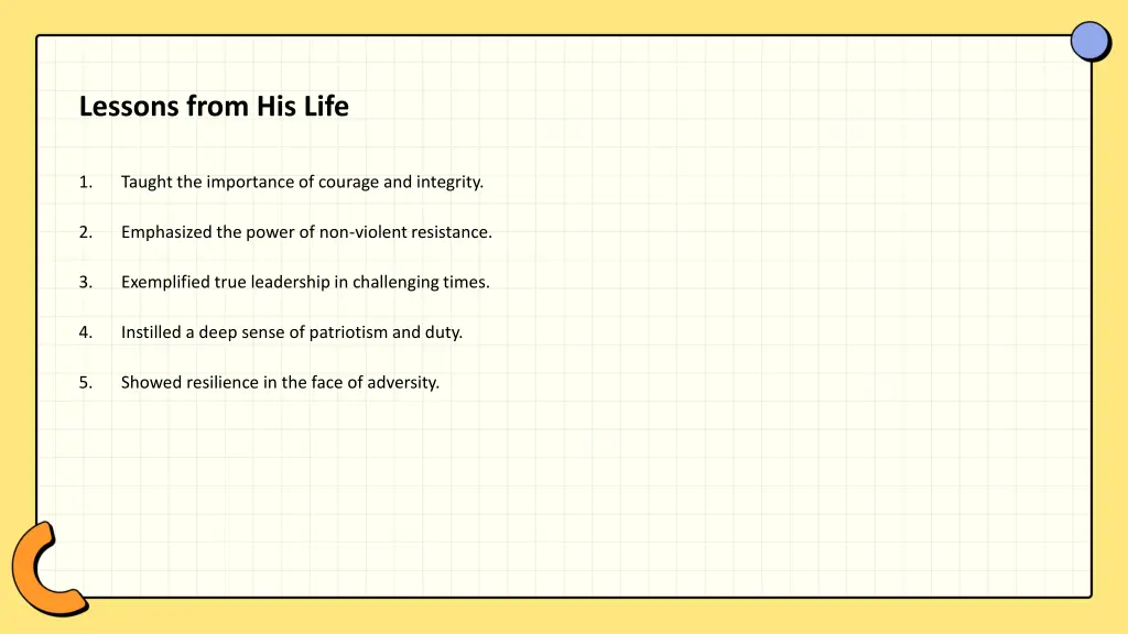 lessons from his life