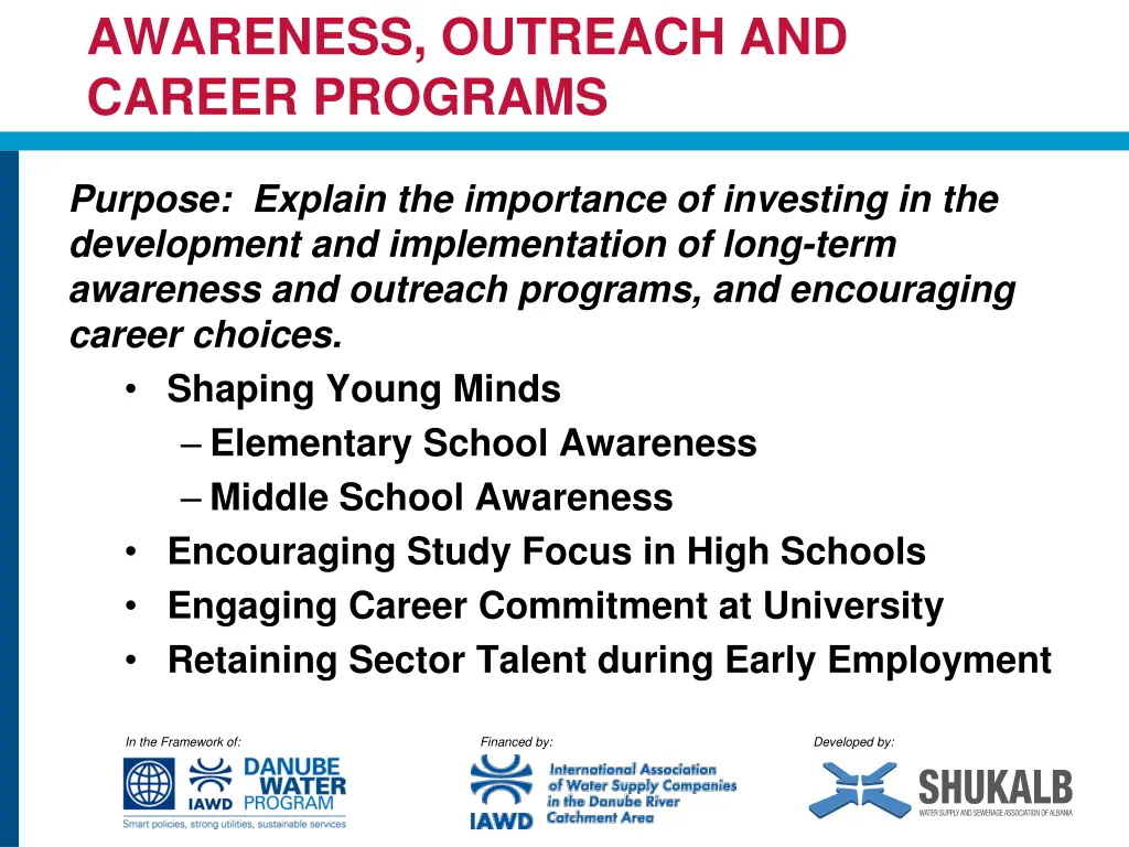 awareness outreach and career programs