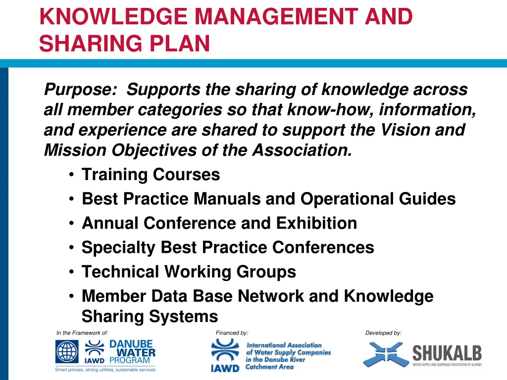 knowledge management and sharing plan