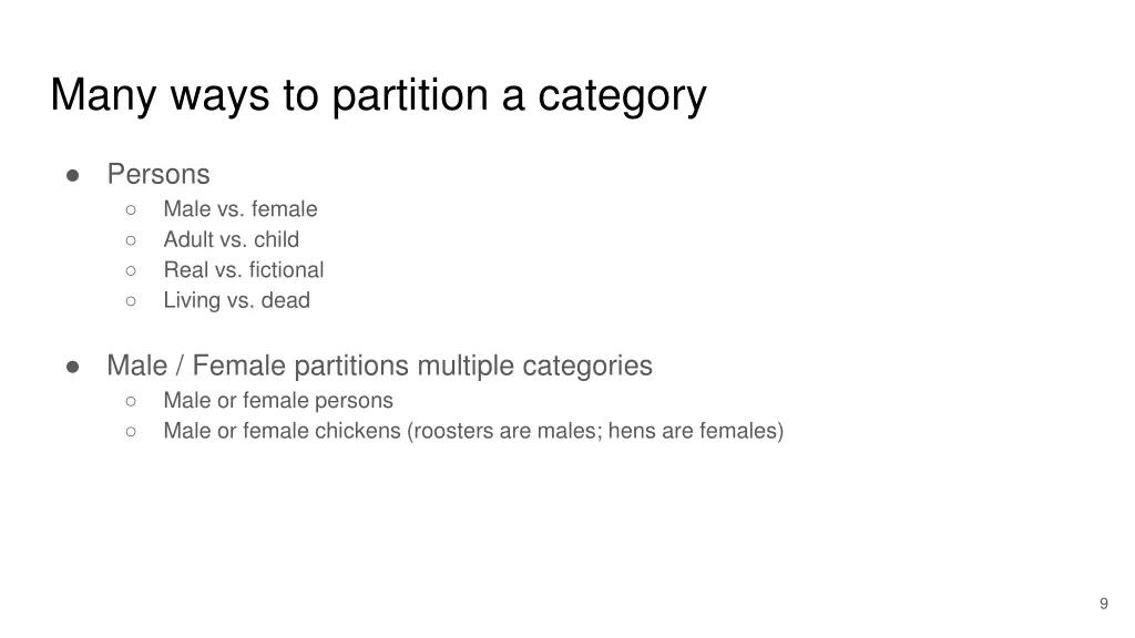 many ways to partition a category