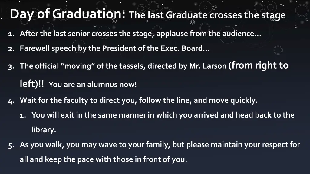 day of graduation the last graduate crosses
