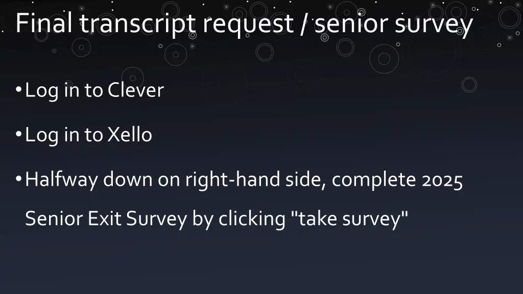 final transcript request senior survey