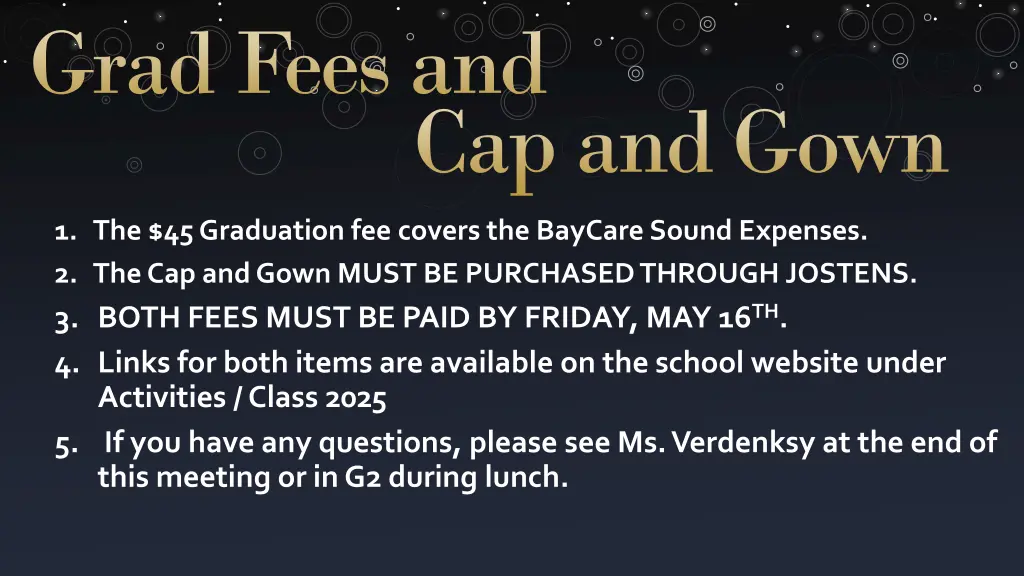 grad fees and