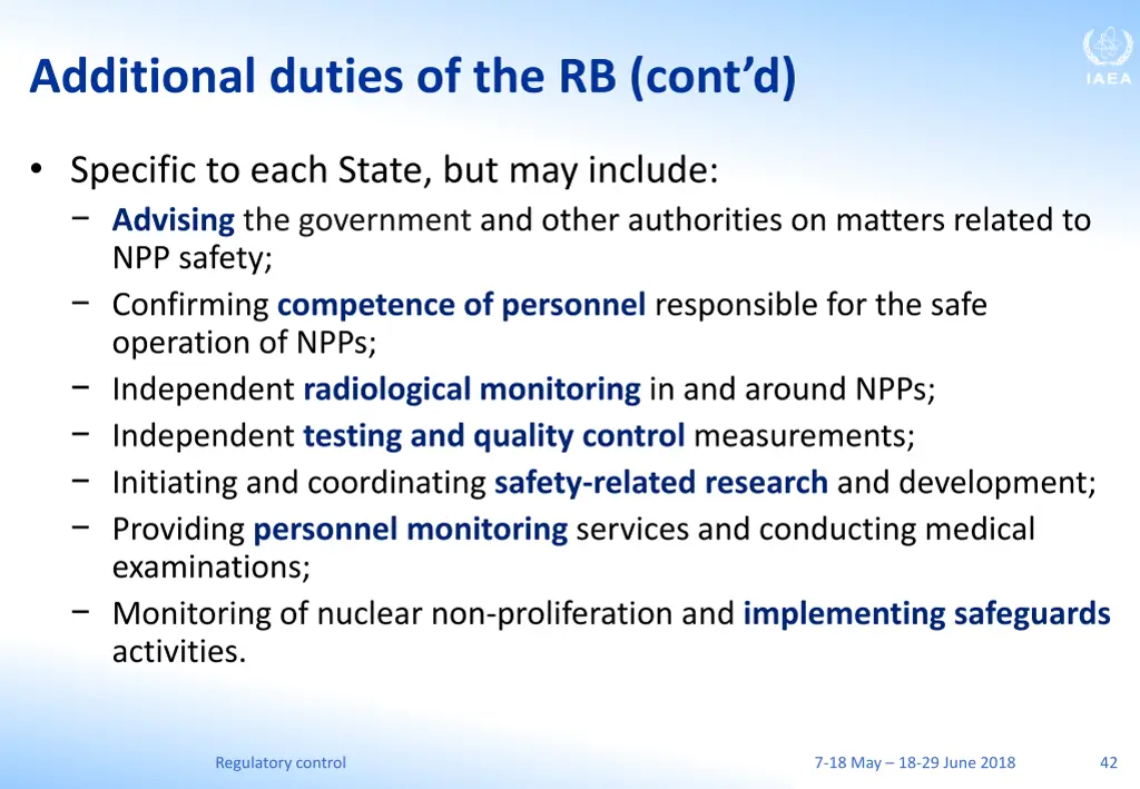 additional duties of the rb cont d