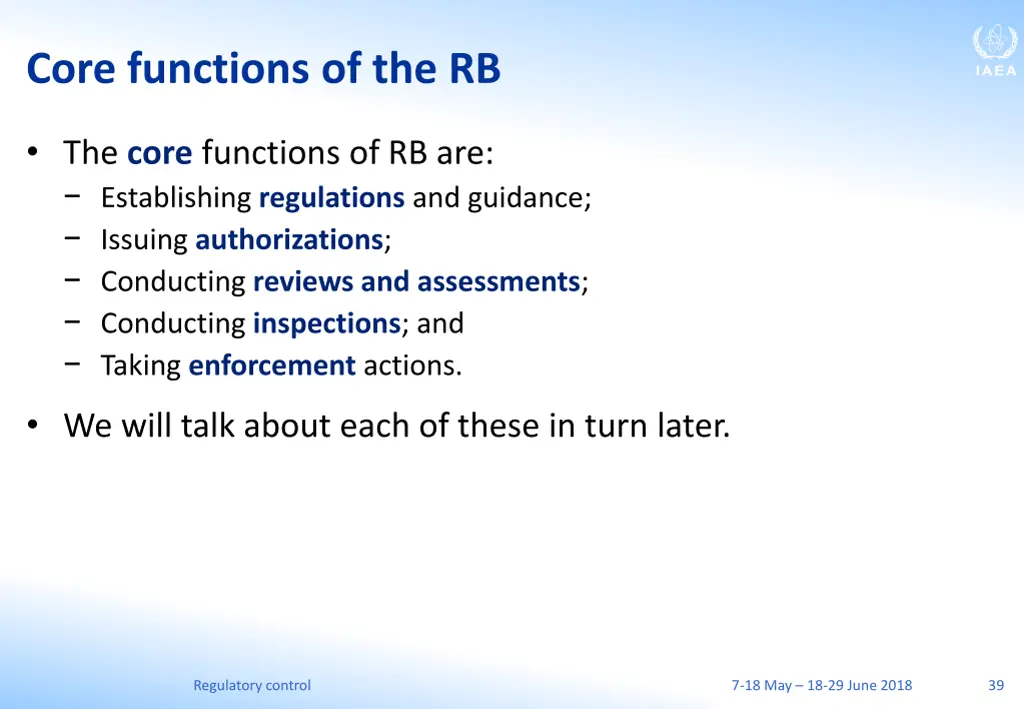 core functions of the rb