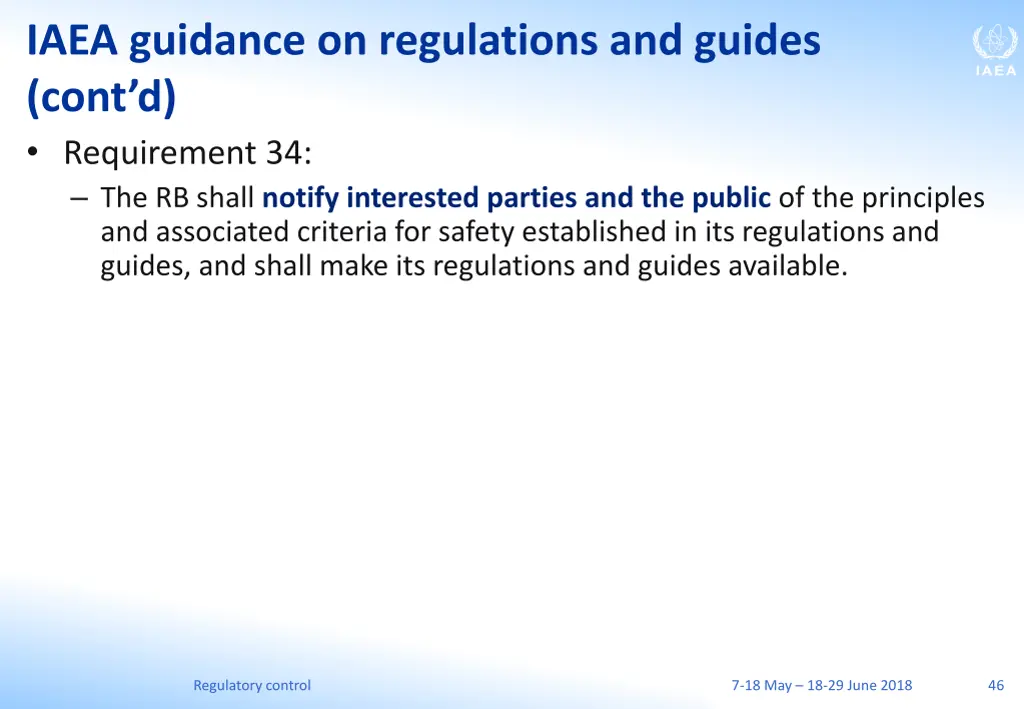 iaea guidance on regulations and guides cont