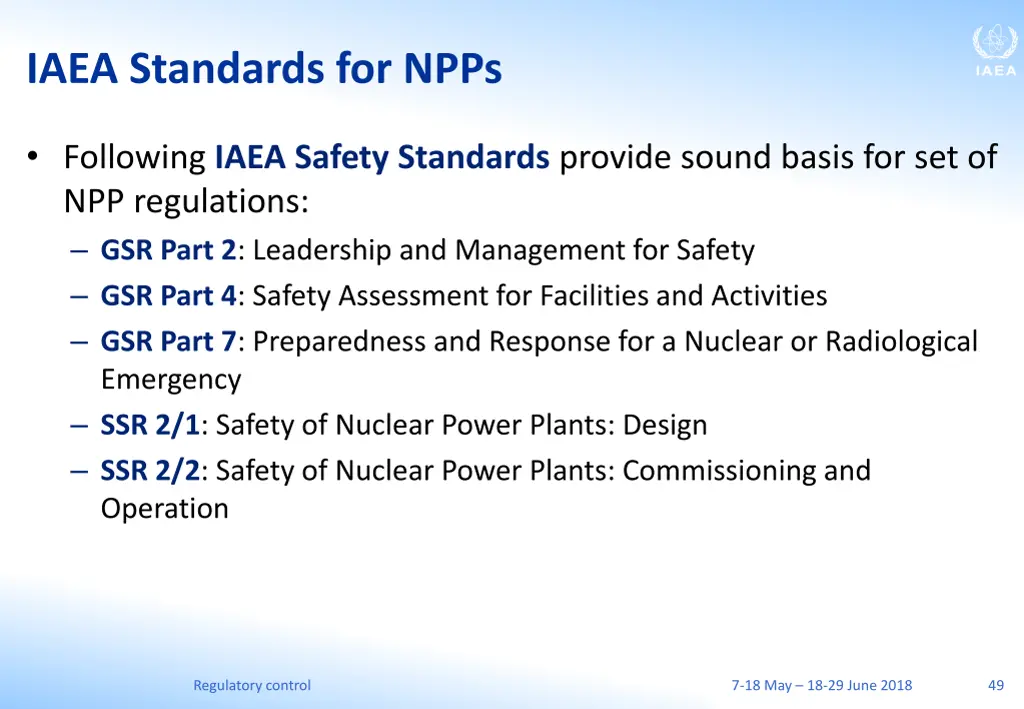 iaea standards for npps