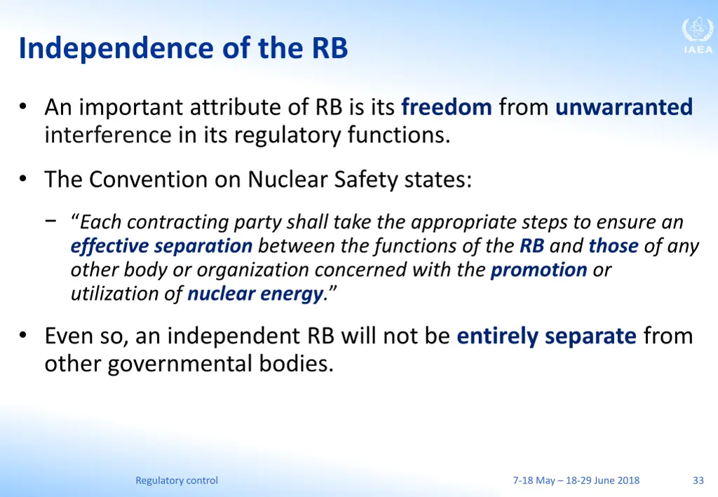 independence of the rb