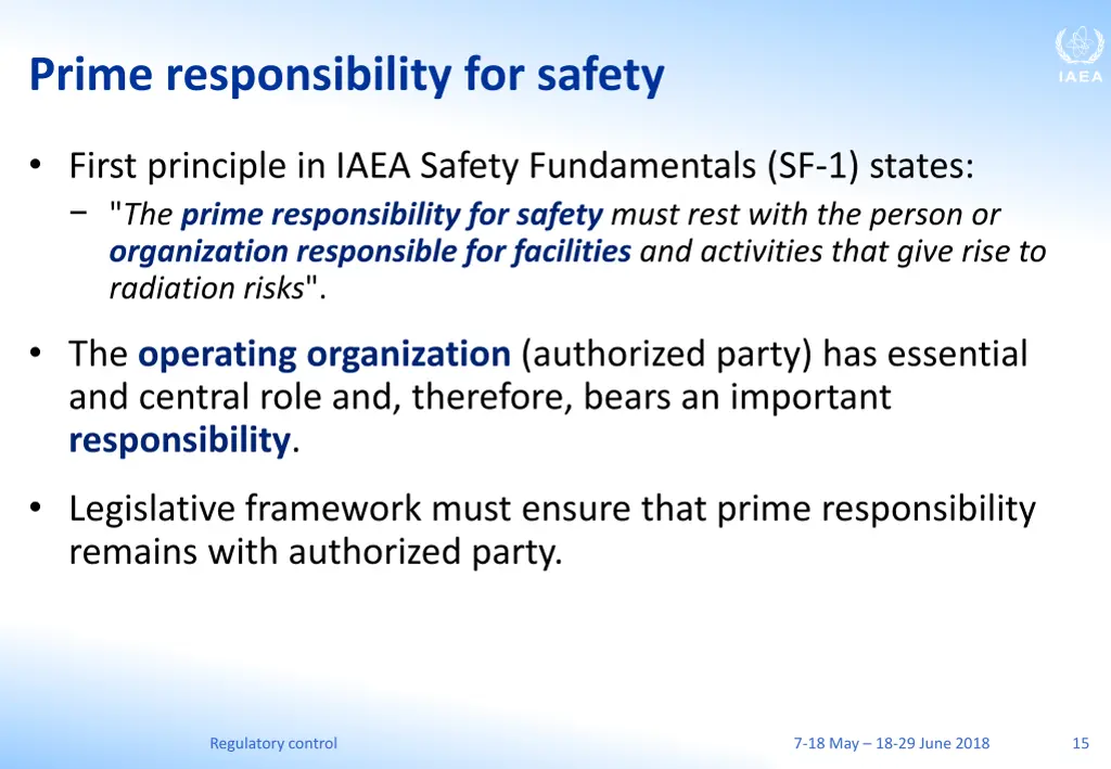 prime responsibility for safety