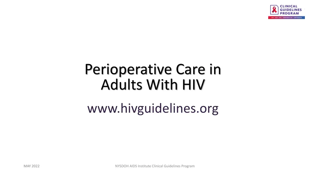 perioperative care in adults with hiv