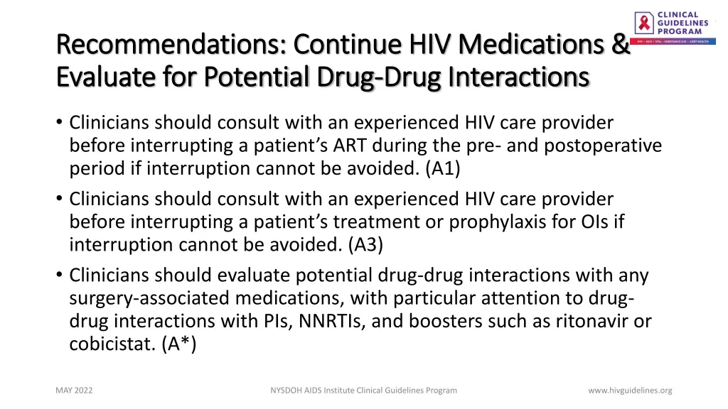 recommendations continue hiv medications