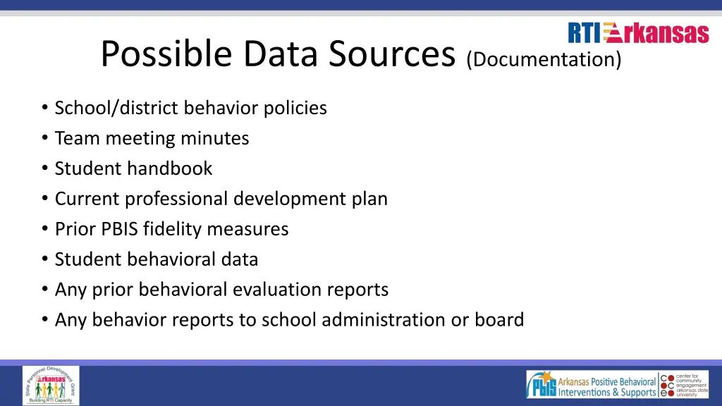 possible data sources documentation