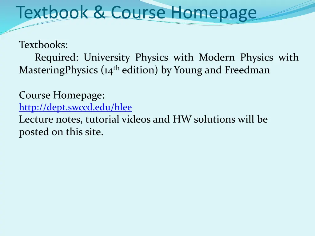 textbook course homepage