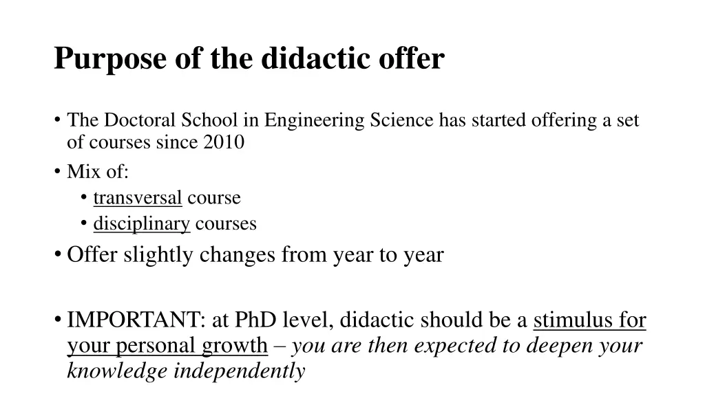 purpose of the didactic offer 1