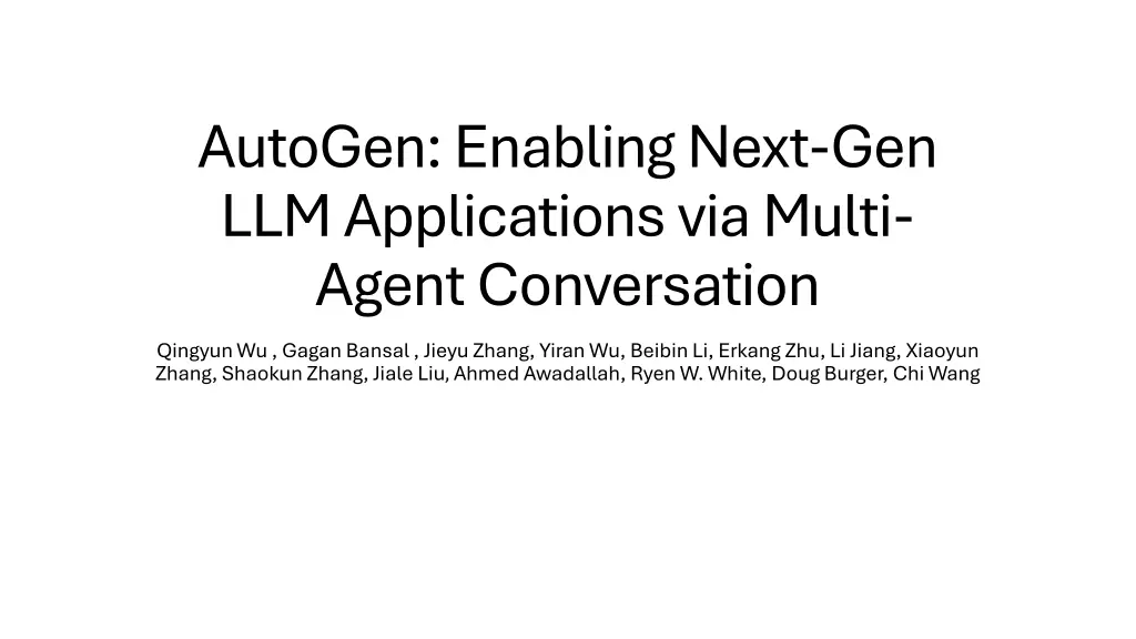 autogen enabling next gen llm applications