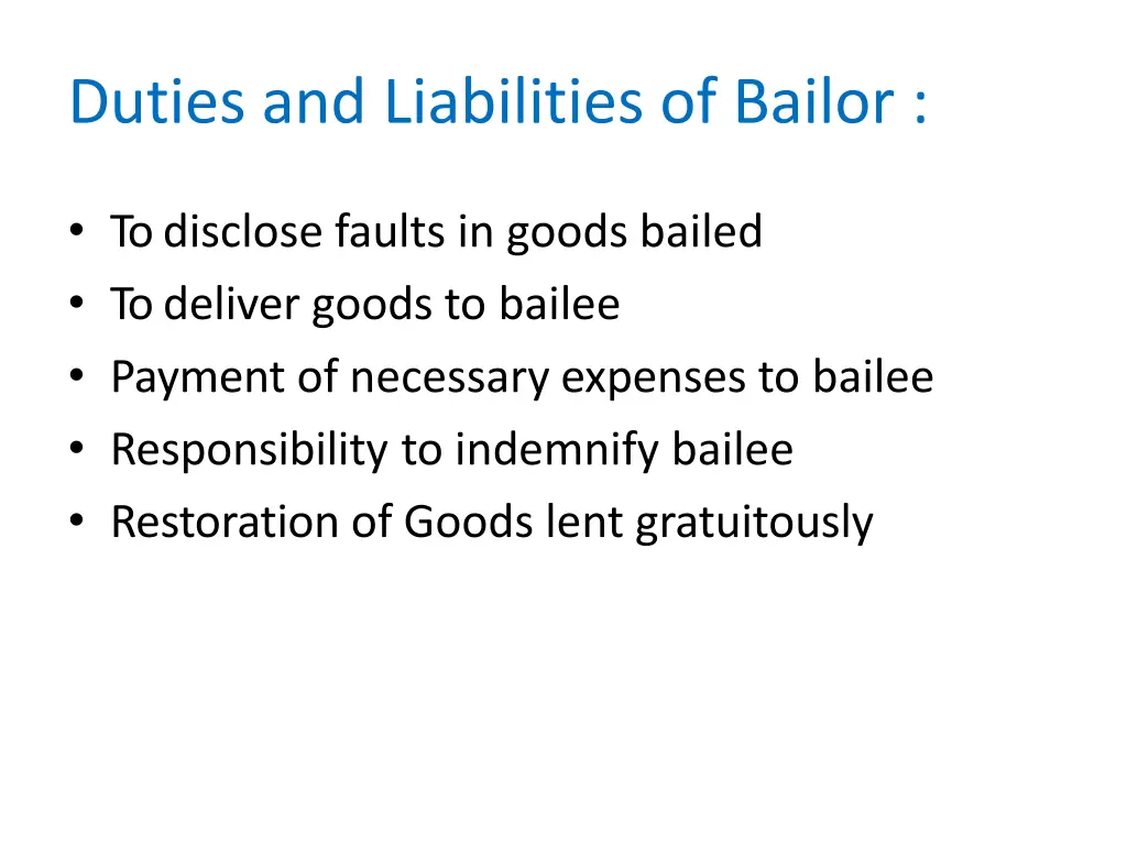 duties and liabilities of bailor