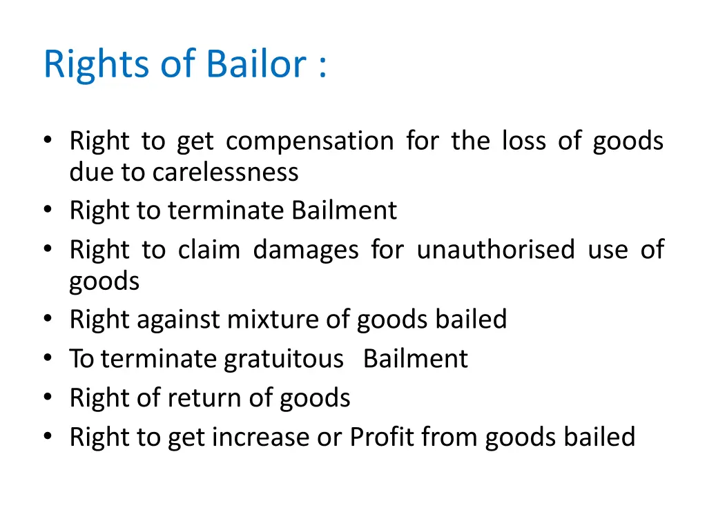 rights of bailor