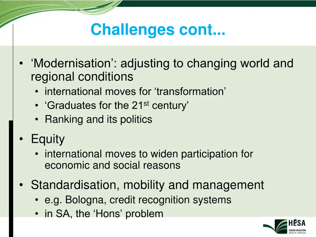 challenges cont