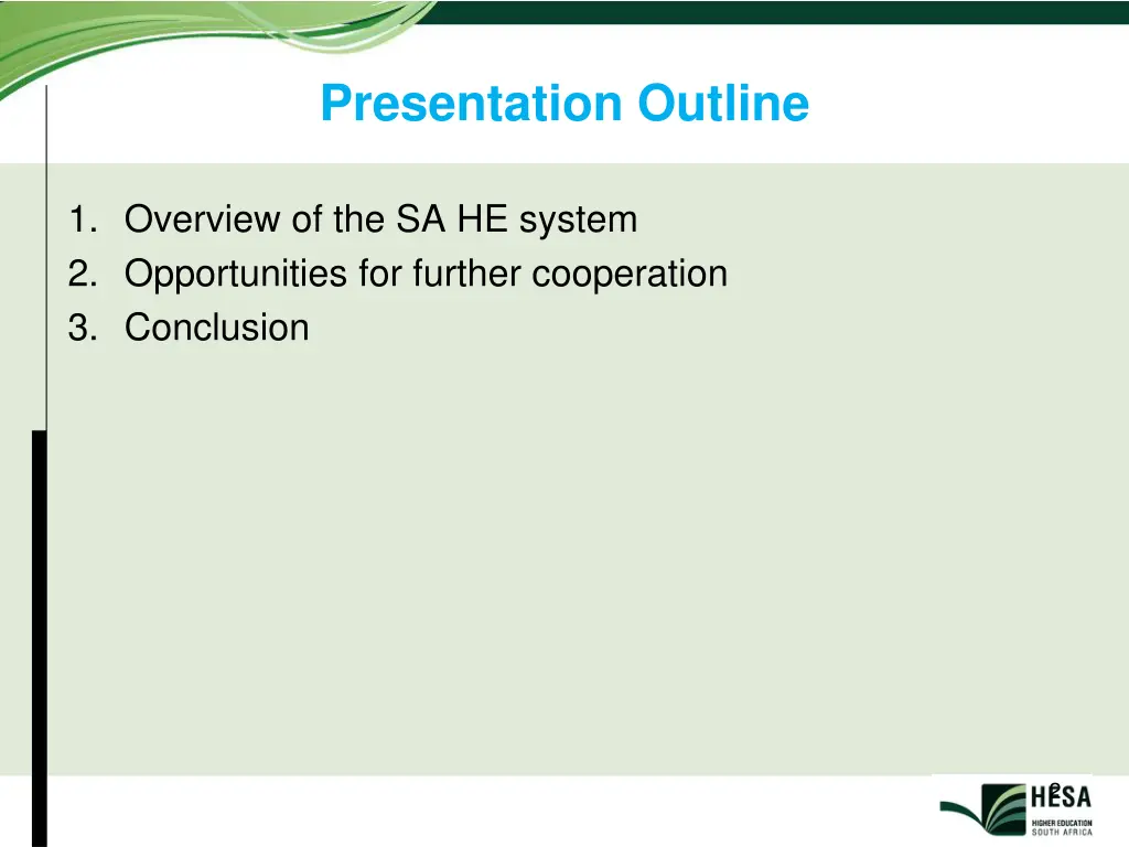 presentation outline