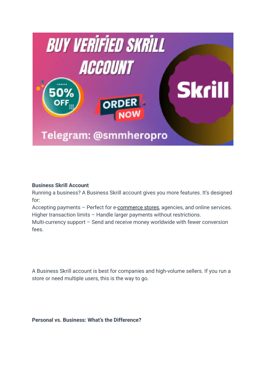 business skrill account running a business
