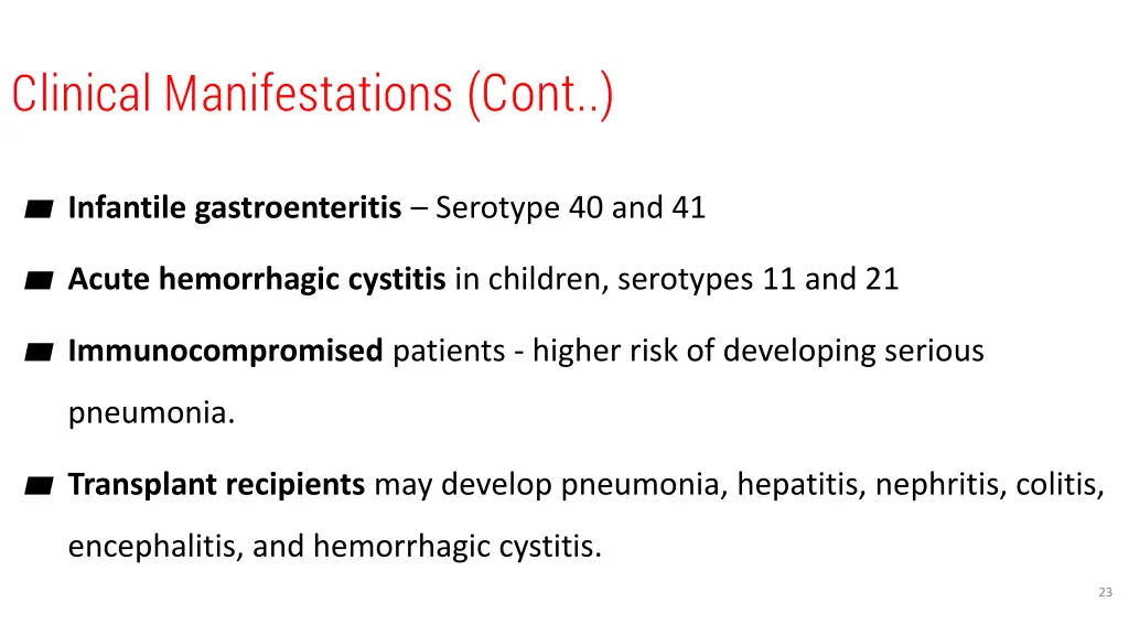 clinical manifestations cont 2