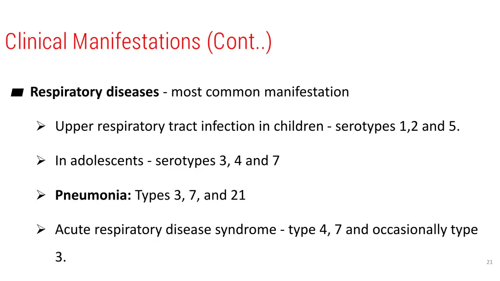 clinical manifestations cont