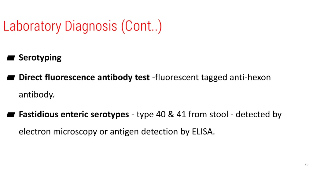 laboratory diagnosis cont