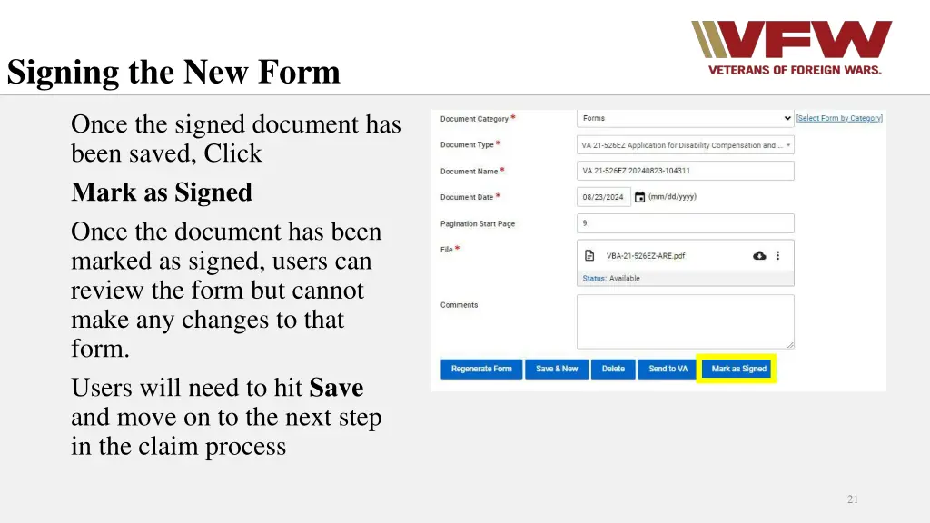 signing the new form 1