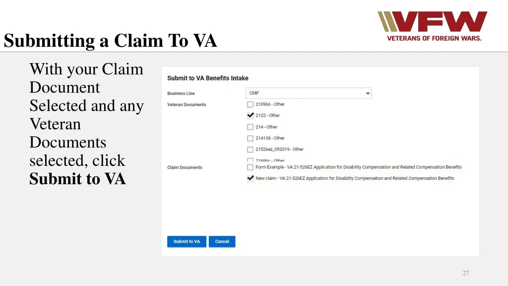 submitting a claim to va with your claim document