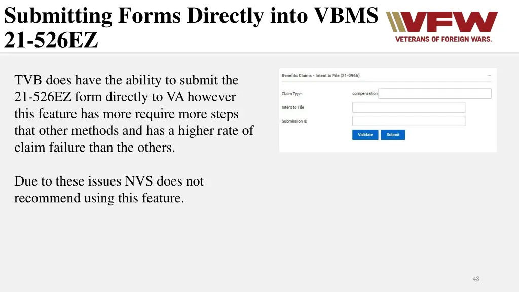 submitting forms directly into vbms 21 526ez