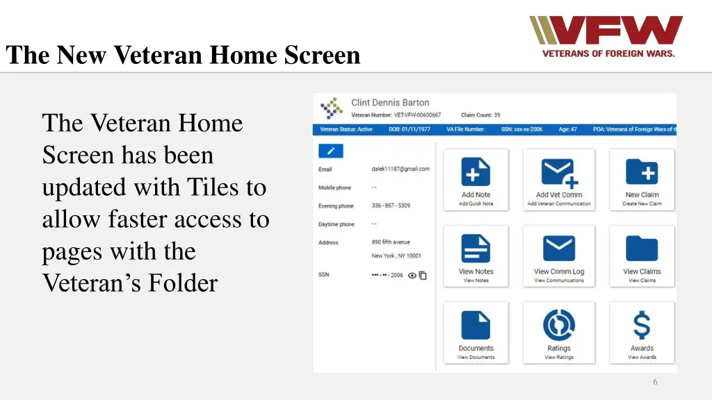 the new veteran home screen 1