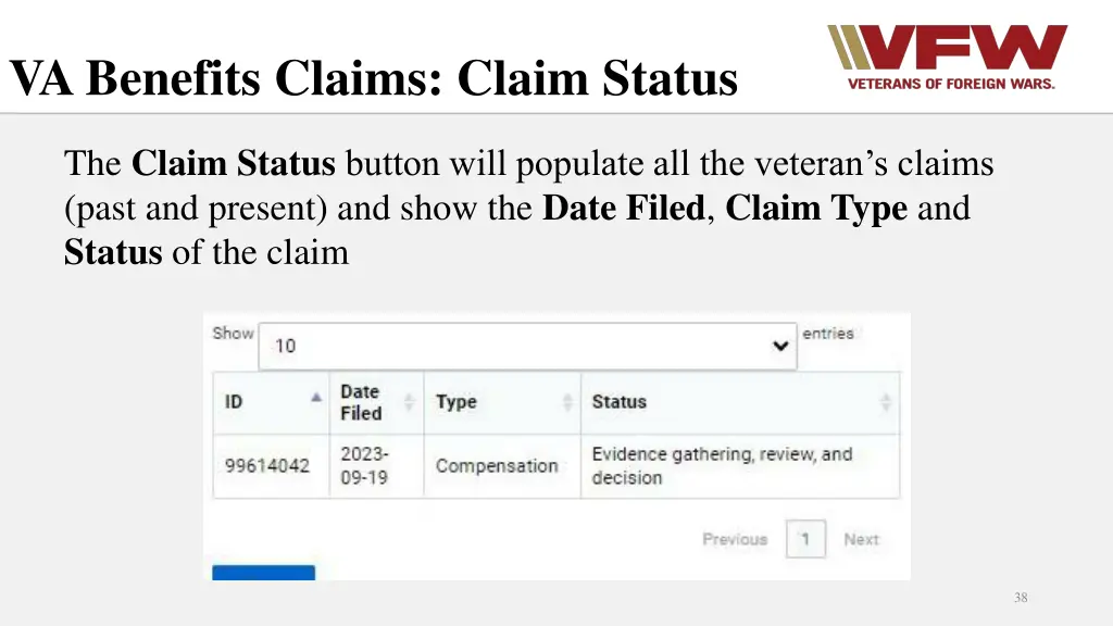 va benefits claims claim status