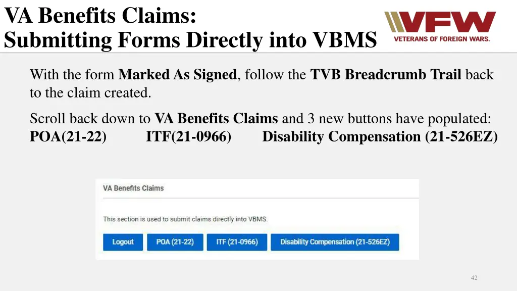 va benefits claims submitting forms directly into 2
