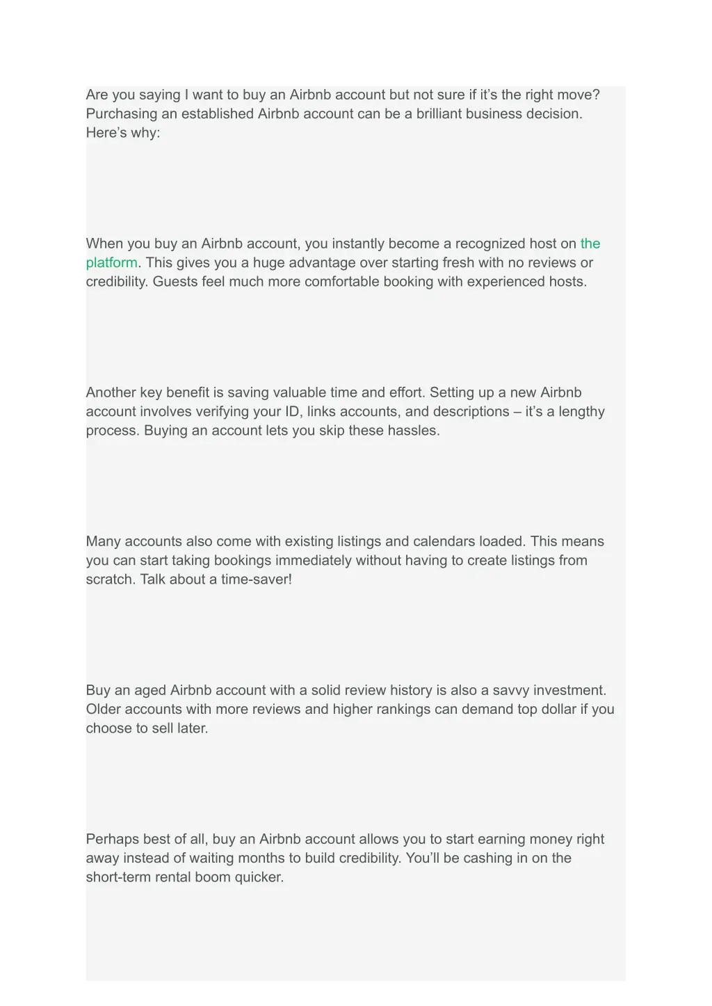 are you saying i want to buy an airbnb account