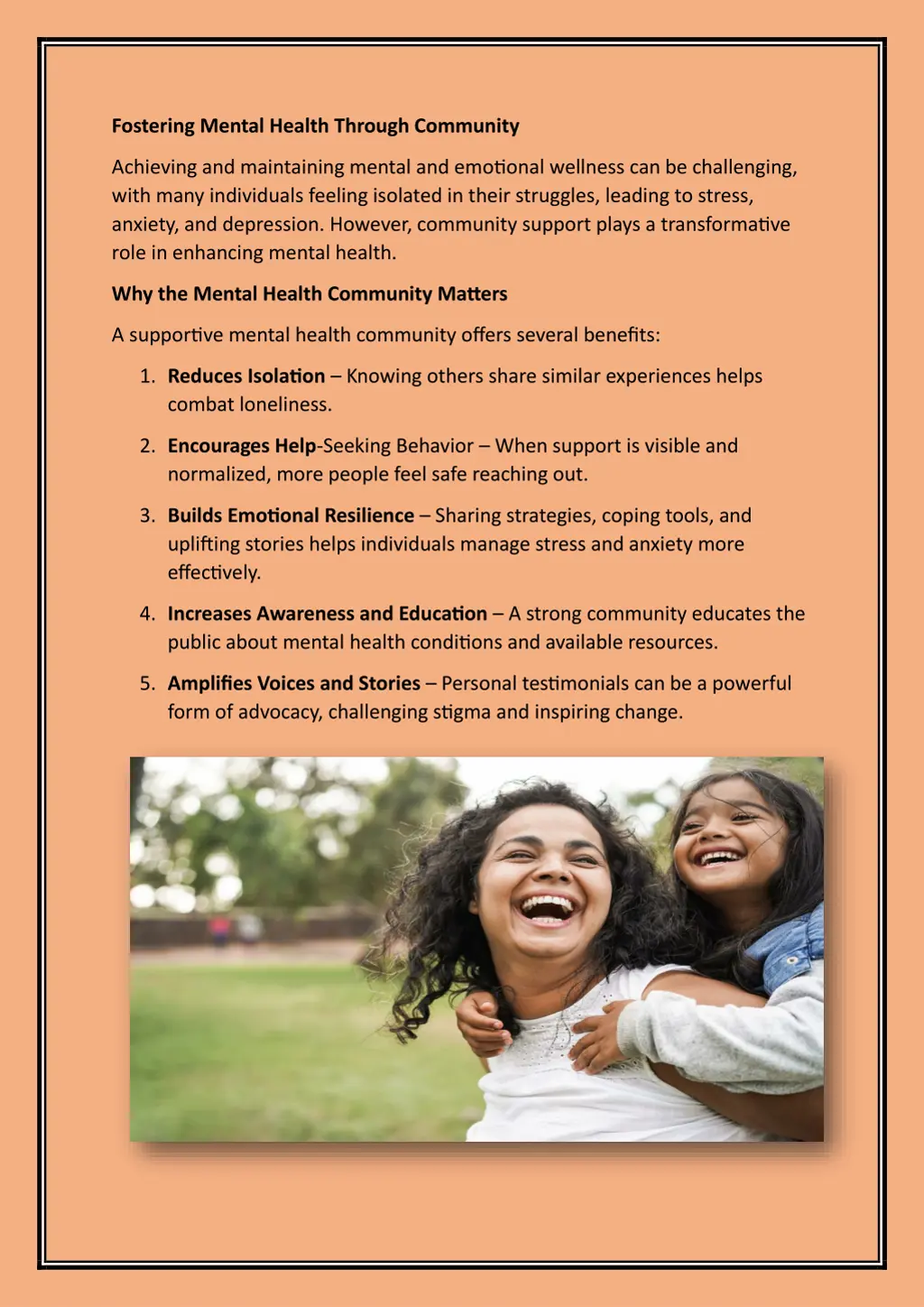 fostering mental health through community