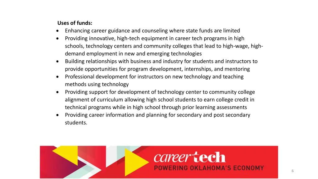 uses of funds enhancing career guidance