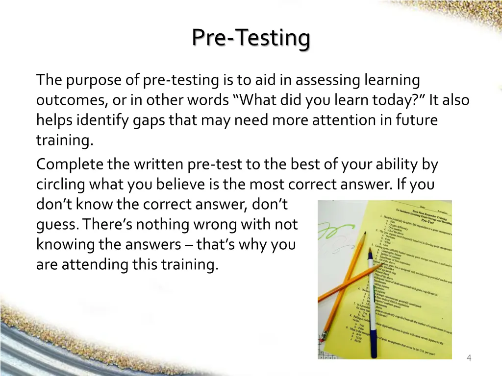 pre testing