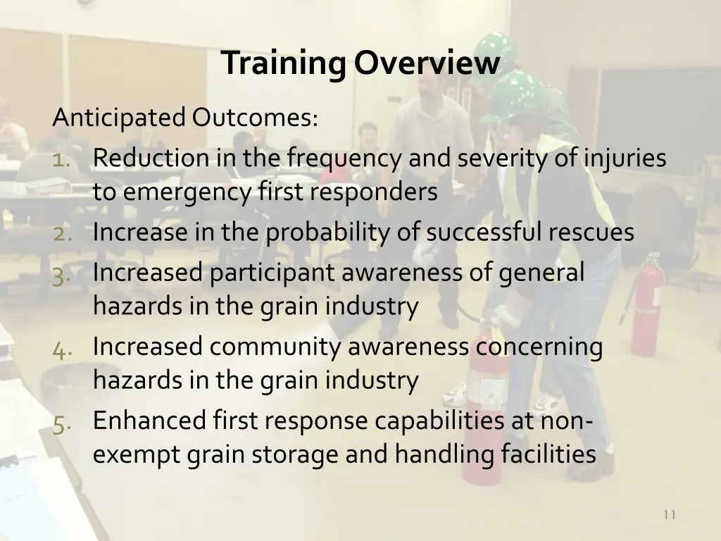 training overview 1