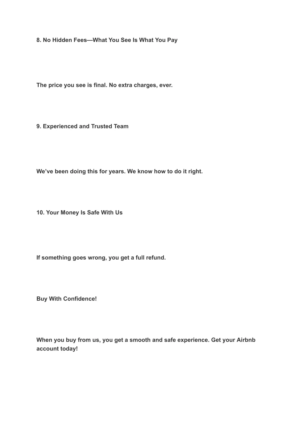 8 no hidden fees what you see is what you pay