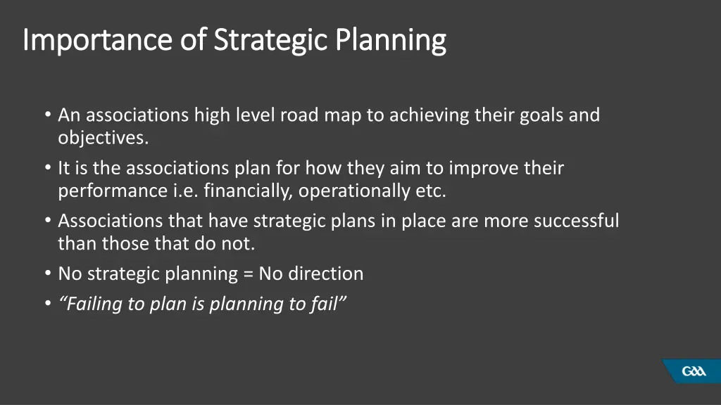 importance of strategic planning importance