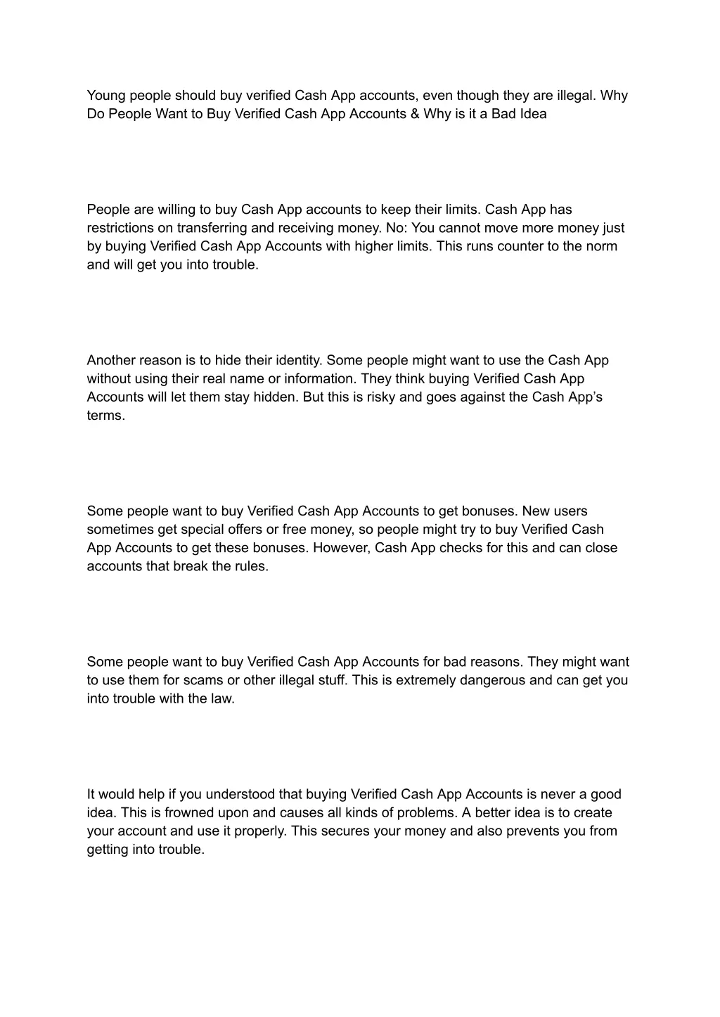 young people should buy verified cash