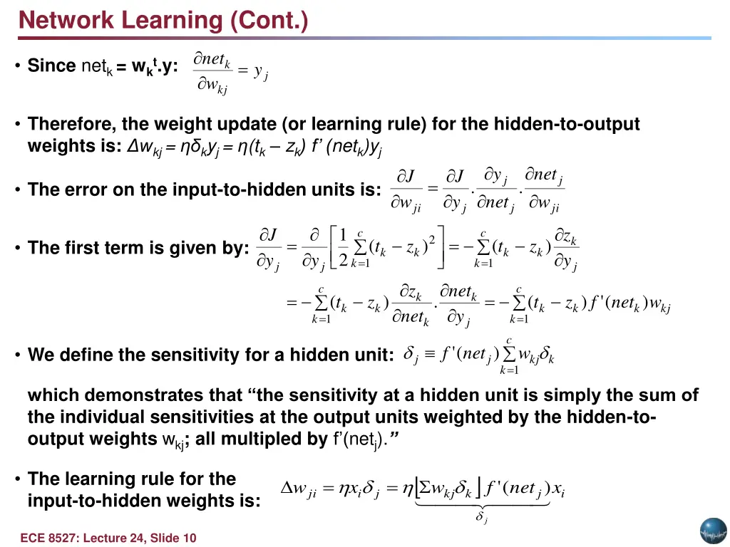 network learning cont
