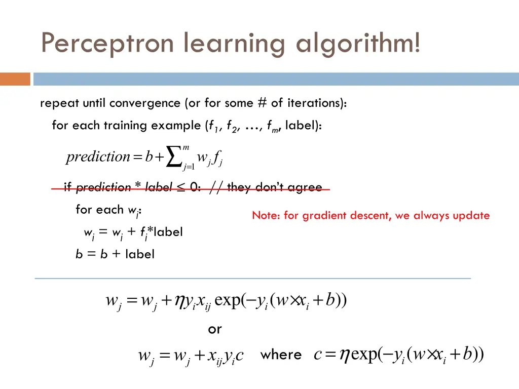 perceptron learning algorithm 1