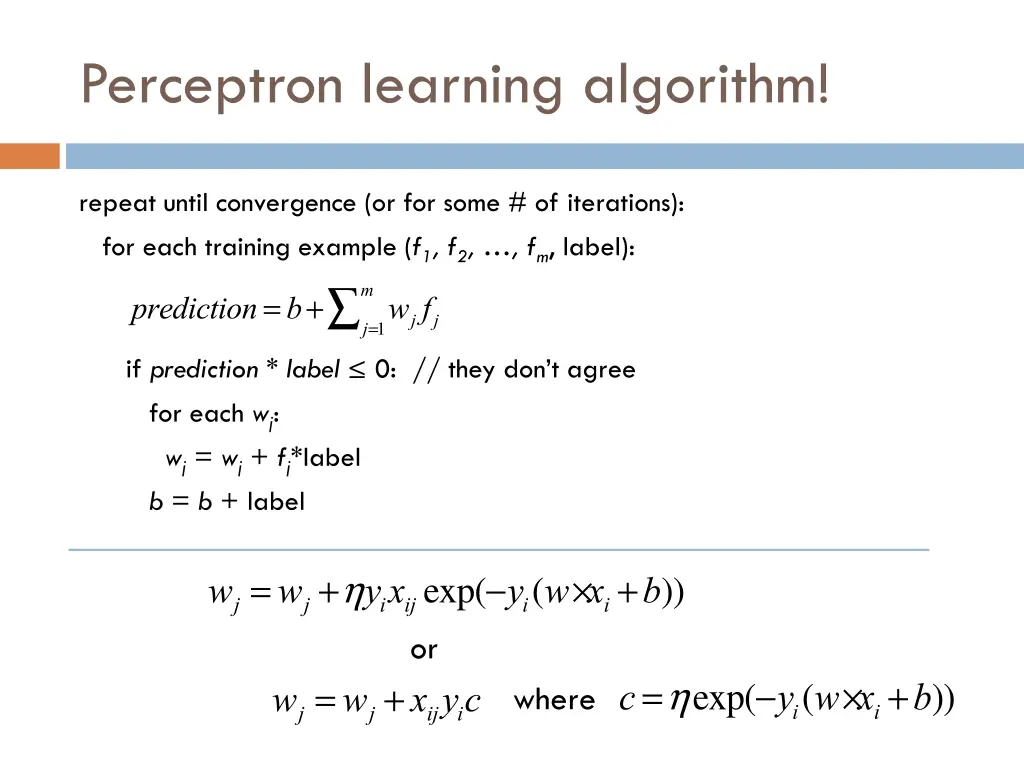 perceptron learning algorithm
