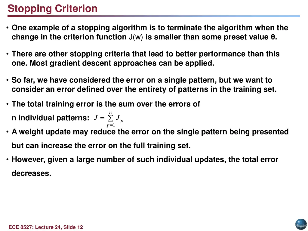 stopping criterion