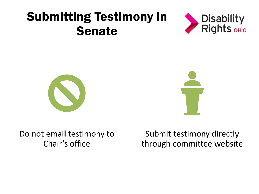submitting testimony in senate