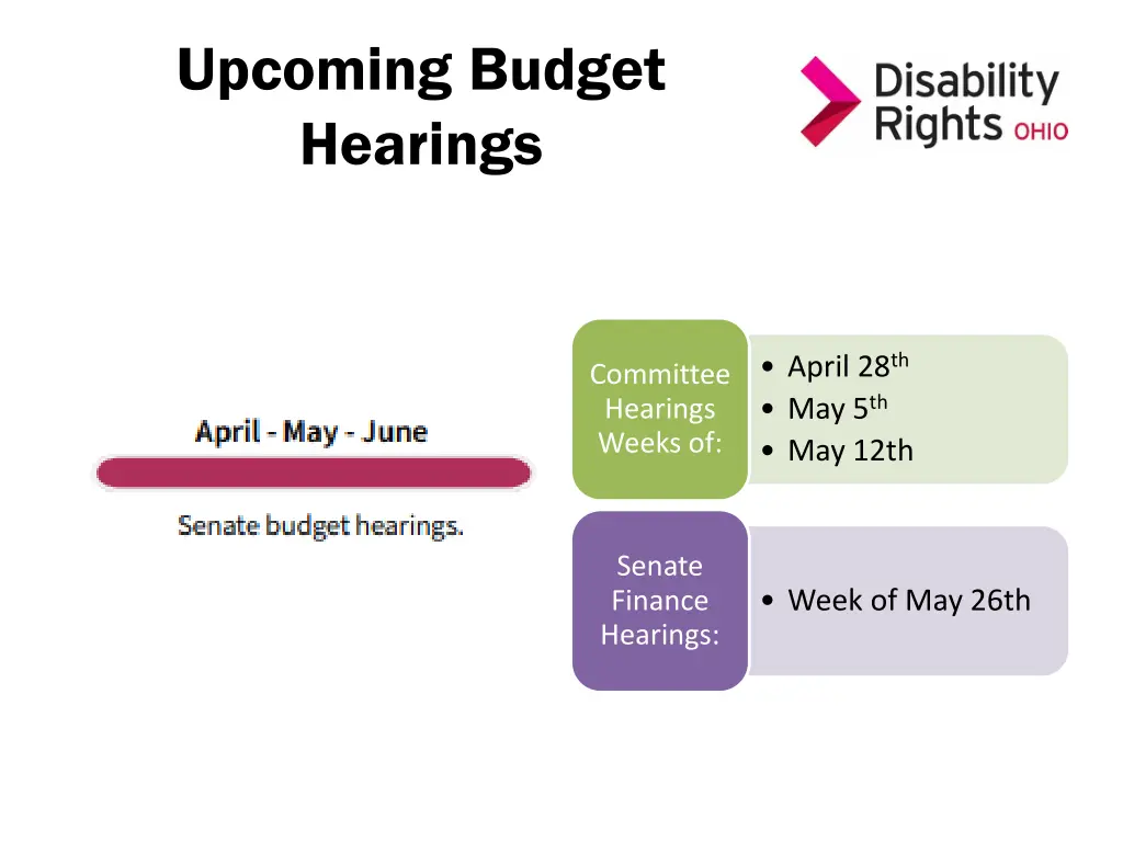 upcoming budget hearings